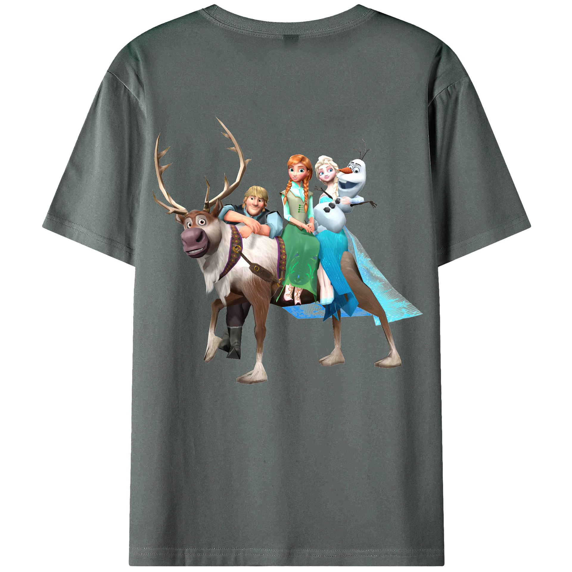 （画像用） アナと雪の女王 アンナ エルサ Frozen Anna Elsa 綿100％ メンズ半袖Tシャツ（バックプリント） 通気性